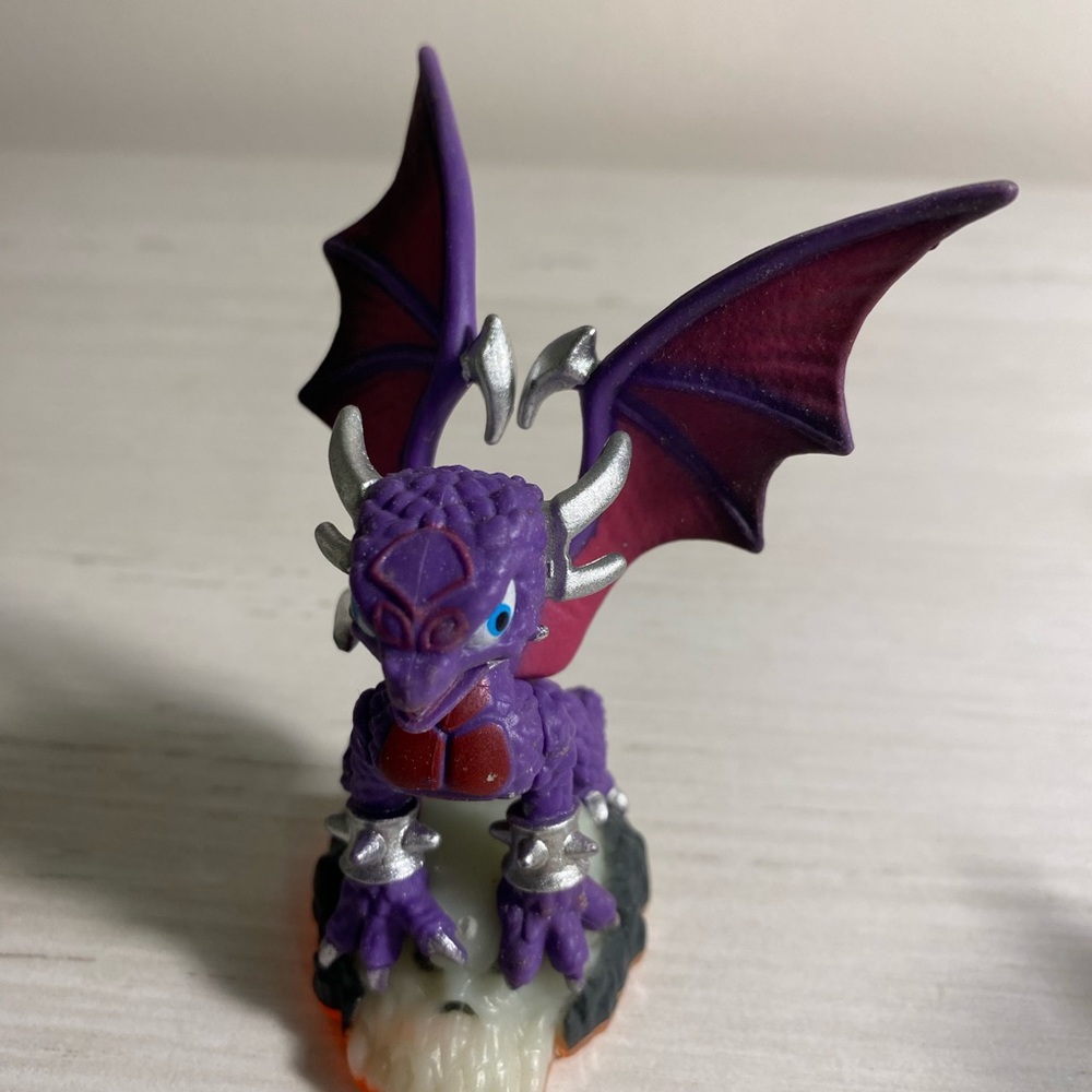 Majestic Purple Dragon Figurine with Silver Details